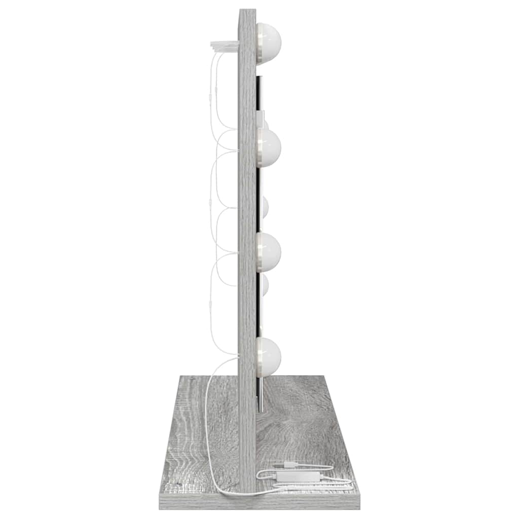 Vanity Mirror with LED Strip Lights Grey Sonoma 60 x 45 x 18 cm